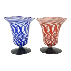 Pair of 1920s Bimini Werkstätte Lauscha Glasses by Fritz Lampi