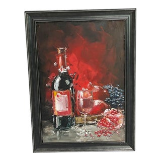 "Still Life With Wine and Pomegranates" Painting For Sale