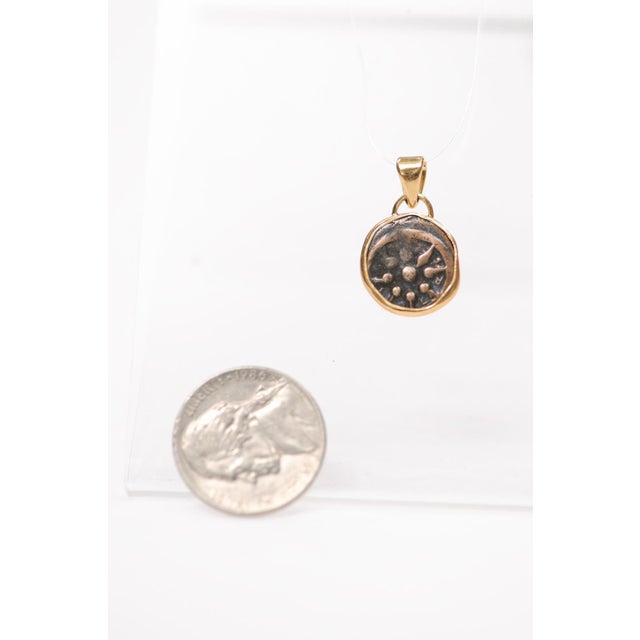 Bronze A Bronze "Widow's Mite" Coin Pendant W 18k Trim & Bail For Sale - Image 8 of 12