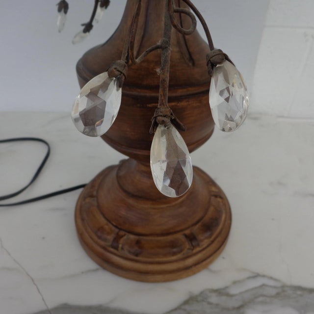French Louis XVI Style Gilt & Crystal Candelabra Table Lamp For Sale - Image 9 of 10
