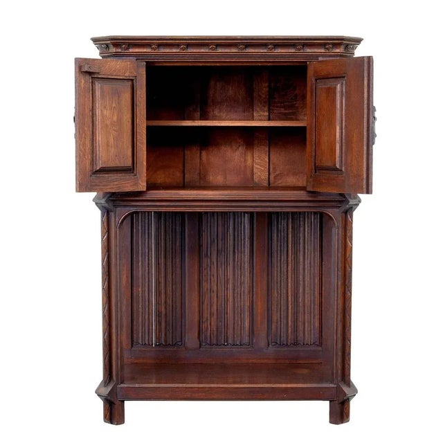 Early 20th Century Renaissance Revival Carved Oak Cupboard, 1890s For Sale - Image 4 of 9