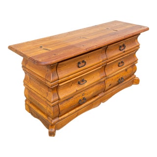 Vintage Rustic Modern Solid Pine Handcrafted Six-Drawer Dresser With Natural Patina For Sale
