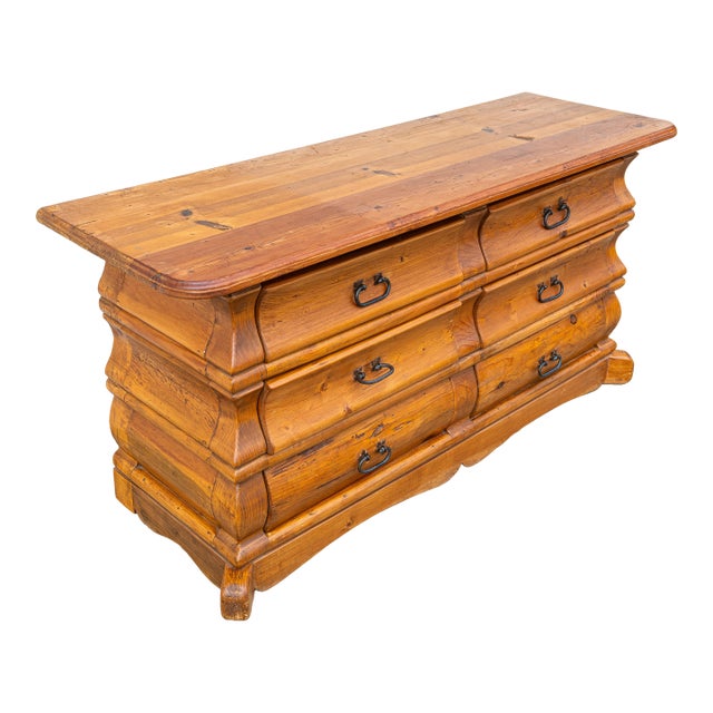 Vintage Rustic Modern Solid Pine Handcrafted Six-Drawer Dresser With Natural Patina For Sale