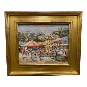 Original Painting of a Carousel by Niek Van Der Plas