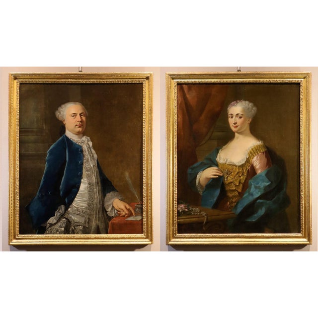 Follower of Jean-Baptiste Van Loo, Portrait of a Lady, 1730, Oil on Canvas, Framed For Sale - Image 11 of 14