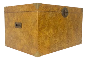 Faux Tortoise Finish Hand Painted Decorated Campaign Style Trunk Box MINT