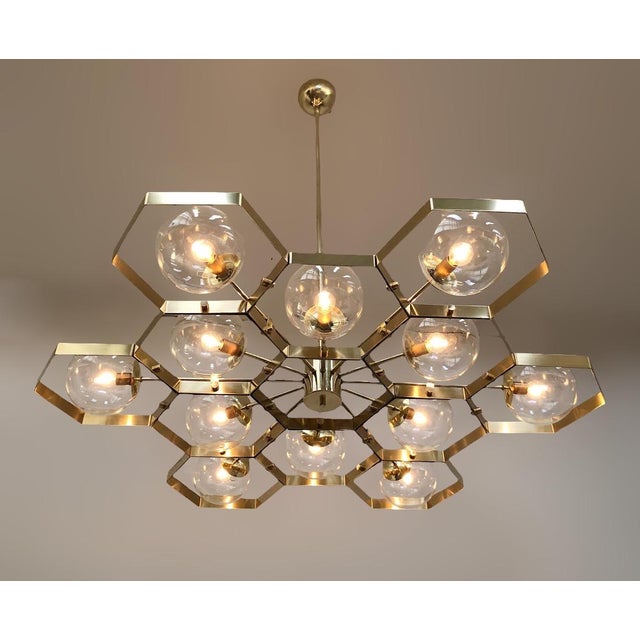 Not Yet Made - Made To Order 21st Century Honeycomb Natural Brass Clear Murano Chandelier by Fabio LTD For Sale - Image 5 of 7