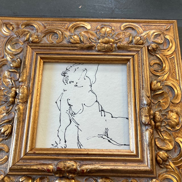 Original 6 x 6 ink drawing on paper unsigned sketch Overall size with new old stock frame is 13.5 x 13.5 Check out my shop...