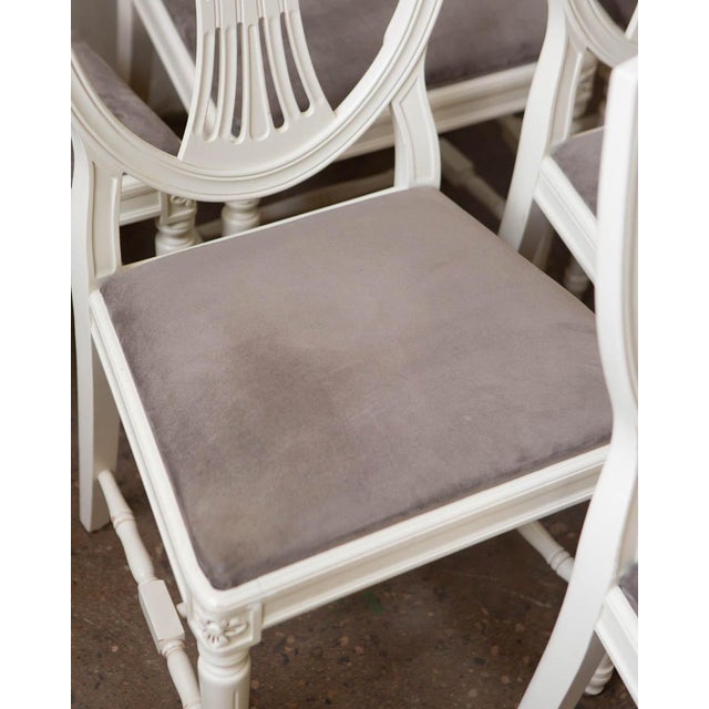 Wood Set of Six Swedish Gustavian-Style Painted Dining Chairs, 20th Century For Sale - Image 7 of 13