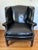 Traditional 1950s Georgian Style Black Leather Wingback Chair For Sale - Image 3 of 12