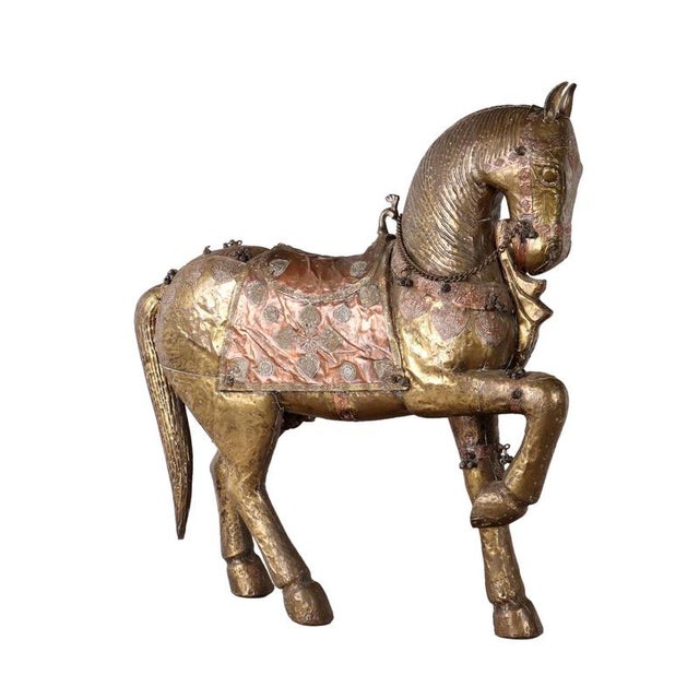 Horse Sculpture, Wood, Brass and Copper Sheet Metal For Sale - Image 11 of 11