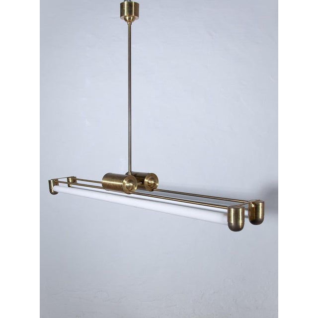 Metal Art Deco Bauhaus Brass Counterbalance Pendant Lamp, Germany, 1930s For Sale - Image 7 of 11