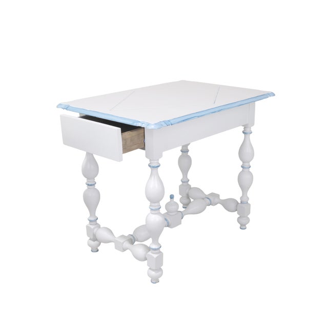 Late 20th Century Vintage French Louis XIII Style Painted Game Table With Two Hidden Drawers For Sale - Image 5 of 12