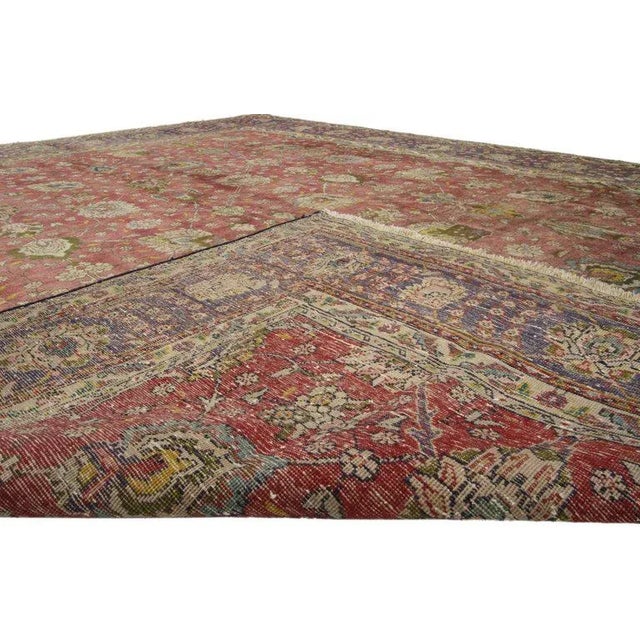 Vintage Mid-Century Persian Tabriz Rug - 9′9″ × 12′6″ For Sale - Image 4 of 5