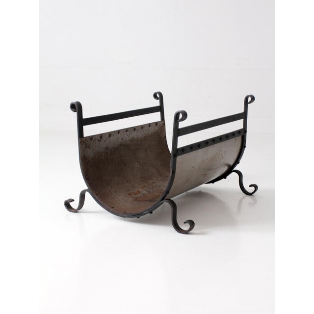 Vintage Iron and Steel Fireplace Log Holder For Sale - Image 14 of 17