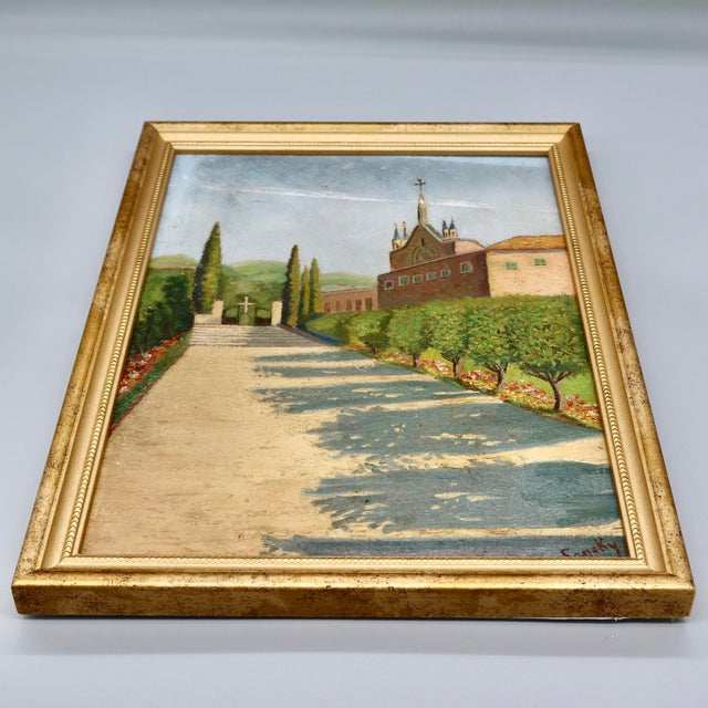 Pair of Antique French Oil Paintings on Board — Signed Sansky, Monastère De Cimiez, Nice, Circa Early 20th Century For Sale - Image 4 of 13