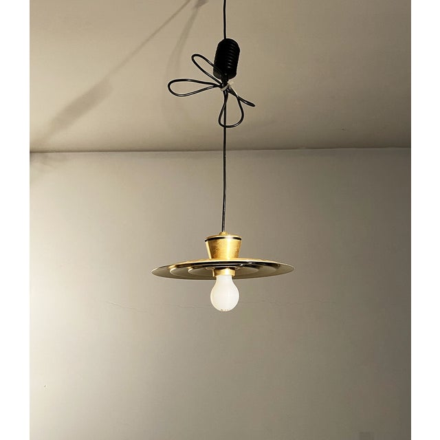 Gold Gold-Plated Pendant Lamp from Skipper, 1970 For Sale - Image 8 of 8