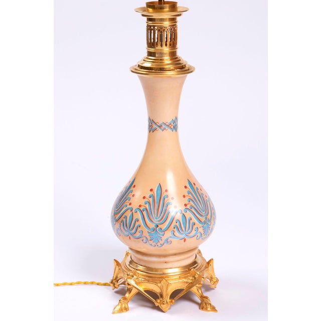 Gothic Style Gilt Bronze & Opaline Table Lamps, 1890s, Set of 2 For Sale - Image 6 of 10