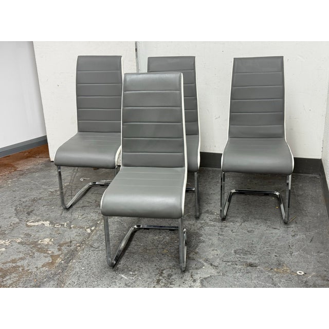 Gray Symphony Cantilever Dining Chairs, Set of Four For Sale - Image 8 of 12