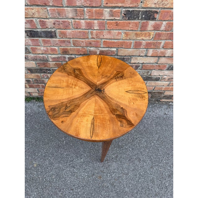 Antique Burl Wood Round Side Table For Sale - Image 4 of 7