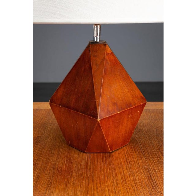 Wood Art Deco French Table Lamp, 1940s For Sale - Image 7 of 10