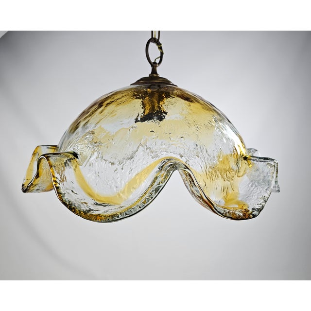 Glass Italian Yellow Glass Pendant Lamp, 1970s For Sale - Image 7 of 7