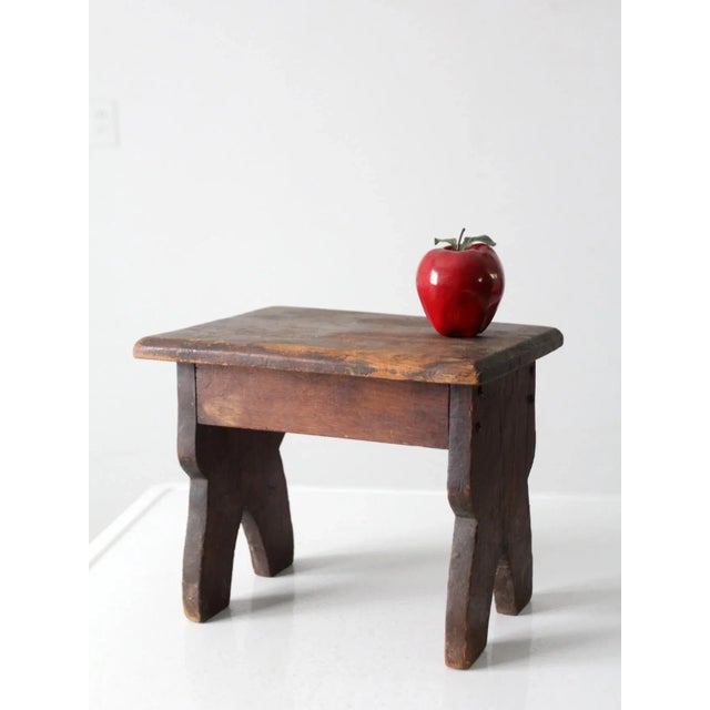 Farmhouse Antique Wooden Footstool For Sale - Image 3 of 11