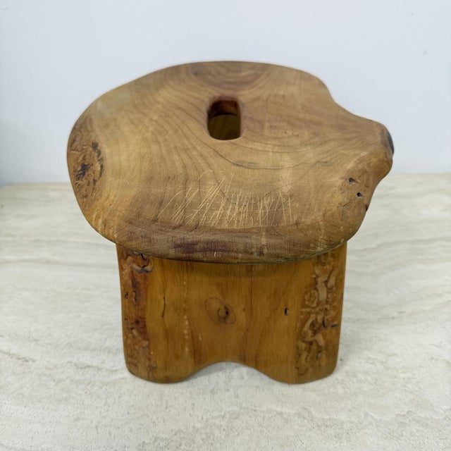 Brutalist Wood Side Table or Stool, 1970s For Sale - Image 6 of 18