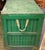 American Primitive Folk Art Green Painted Trunk or Hinged Storage Trunk, Chest or Side Table For Sale - Image 3 of 8