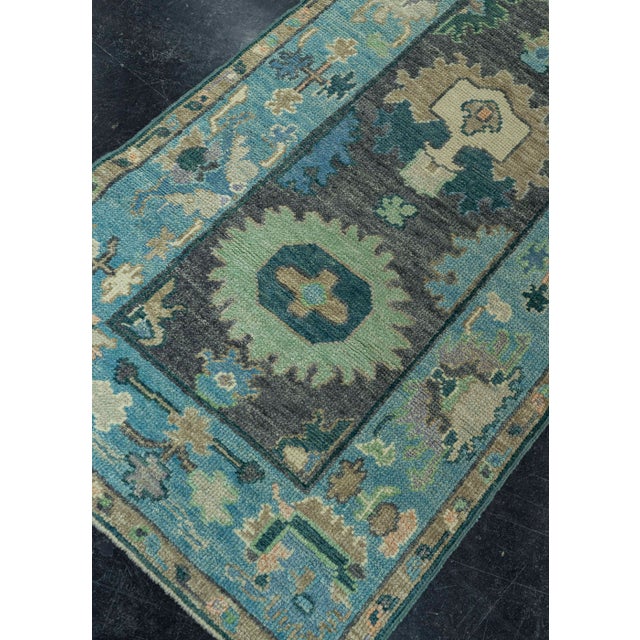 Blue Turkish Oushak Rug 2'9"x 9'2" #19017 For Sale - Image 8 of 8