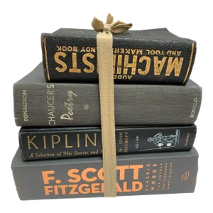 Vintage Black and Gray Assorted Books, Set of Four