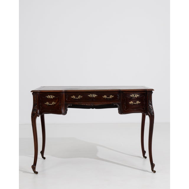 Louis XV Desk with Brass Details on Casters, Rococo Style, France, 19th Century For Sale - Image 14 of 14