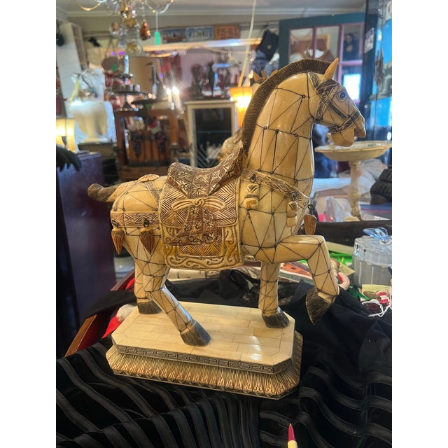 Vintage Chinese Tessellated Bone Horses Tang Dynasty Style For Sale - Image 9 of 13