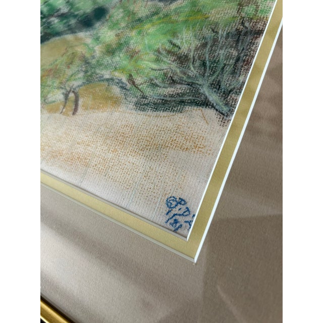 1990s Signed Original Colored Pencil Landscape Drawing – Rolling Green Hills & Valley, Framed, 1980 For Sale - Image 5 of 10