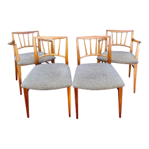 Mid 20th Century Edward Wormley for Dunbar Spindle Back Dining Chairs Set of 4