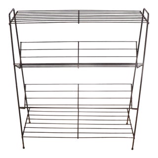 Mid Century Wire Record Rack Book Shelf For Sale