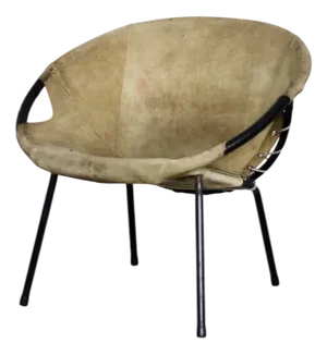 Mid-Century Modern German Earthy Green Suede Circle Balloon Chair by Lusch Erzeugnis for Lusch & Co., 1960s