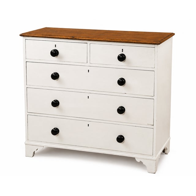 Black Victorian Painted Pine & Oak Chest of Drawers, England, 1890s For Sale - Image 8 of 8