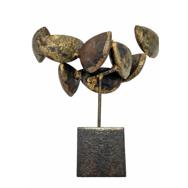 Metal 60s Artisan Made Mid Century Brutalist 8 Abstract Petals / 5 Candle Holder Danish Modern Candelabra For Sale - Image 7 of 11