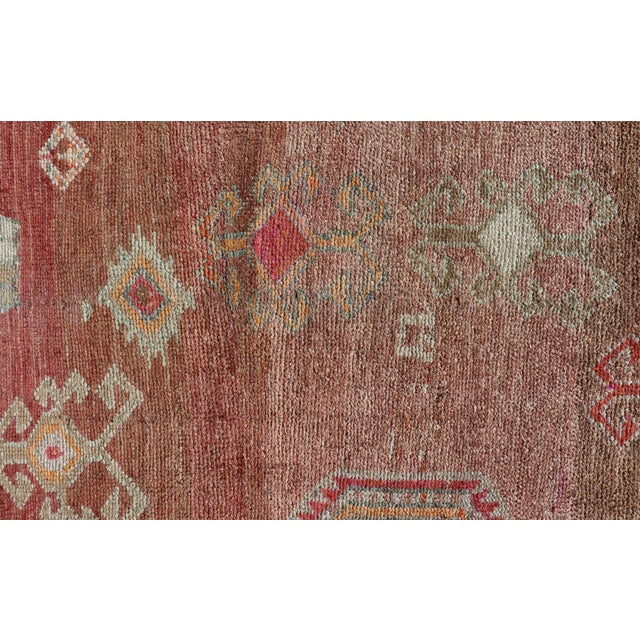 Long Rug, Vintage Turkish Gallery Rug With Tribal Design in Variegated Red 7'9 X 14'7 For Sale - Image 9 of 11