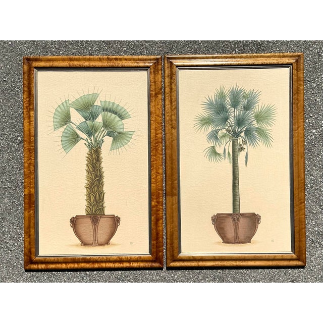 Cream Vintage Coastal Palm Printed - A Pair For Sale - Image 8 of 12