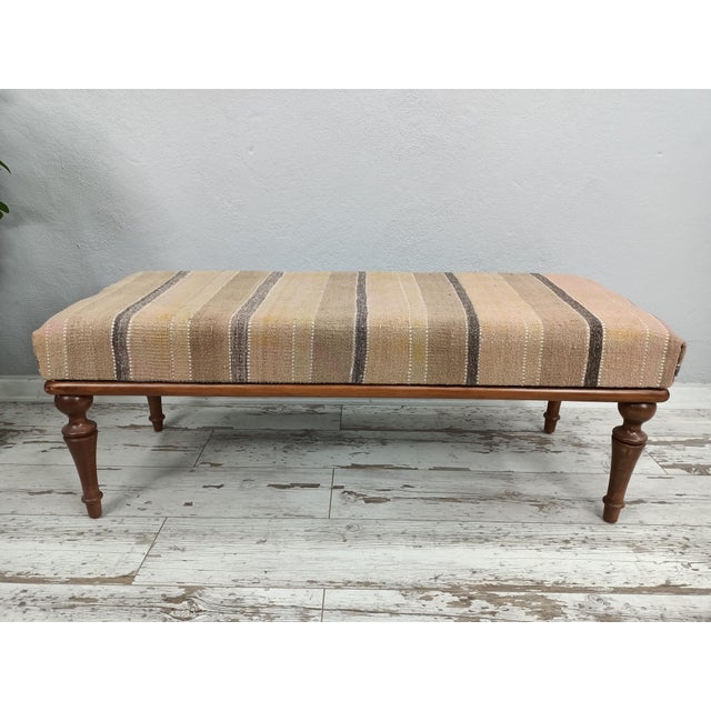 Turkish Kilim Rug Upholstered Bench Chairish