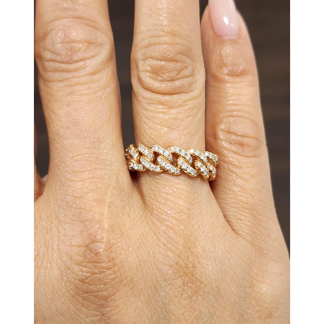 Modern 1.24 Ct Rose Gold Chain Link Diamond Band Size 6.5 For Sale - Image 3 of 8