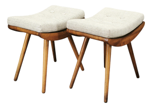 Mid-Century Modern Beech Stools, Czechoslovakia, 1960s, Set of 2