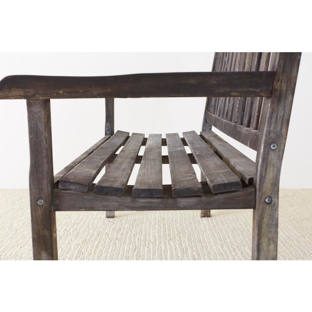 Weathered Teak Slat Back Garden Bench | Chairish