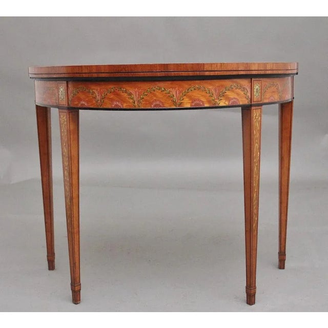 Antique Painted Satinwood Card Table, 1820 For Sale - Image 10 of 12