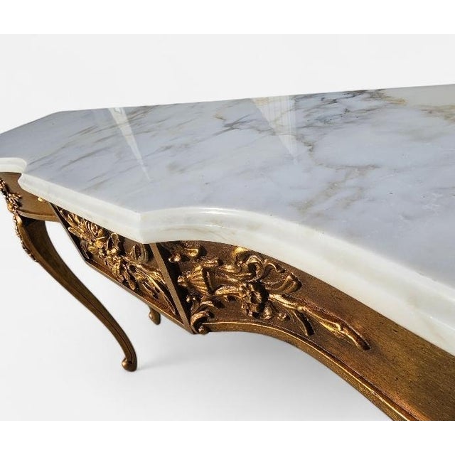 1940s Italian Marble Giltwood & Marble Console Tables-a Pair For Sale - Image 10 of 18