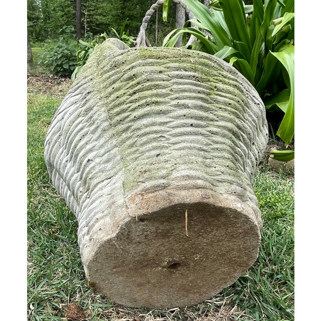 Vintage Concrete Basket Shaped Planter For Sale In Dallas - Image 6 of 8