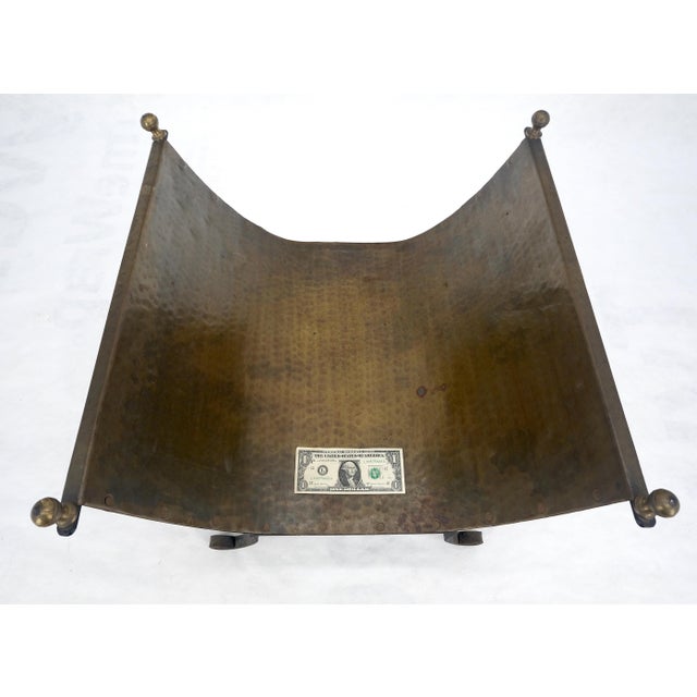 Brown Hammered Copper & Wrought Iron Base Ball Finials Arts & Crafts Magazine Rack For Sale - Image 8 of 13