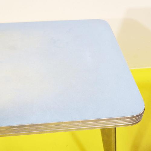 Rectangular Blue Laminate Table with Metal Legs